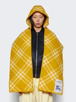 BURBERRY Check Wool Hooded Scarf Pear