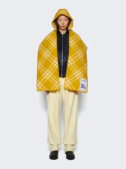 BURBERRY Check Wool Hooded Scarf Pear