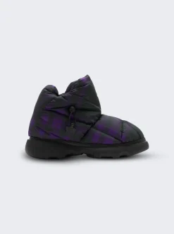 BURBERRY Checker Puffer Boots Royal