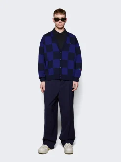 Fred Perry x Raf Simons Checkerboard Cardigan Navy