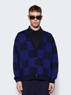 Fred Perry x Raf Simons Checkerboard Cardigan Navy