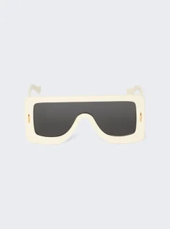 Loewe Chunky Anagram Mask Sunglasses Ivory And Smoke