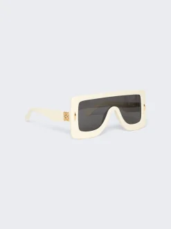 Loewe Chunky Anagram Mask Sunglasses Ivory And Smoke