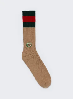 Gucci Classic Socks Camel And Dark Green