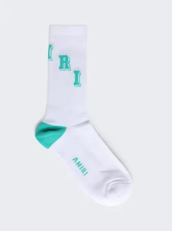 Amiri Collegiate Tube Sock White And Teal