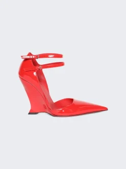 FERRAGAMO Contoured Wedge Pumps Red