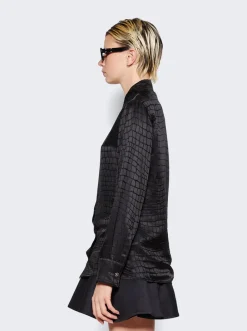 Versace Croc-Devore Silk Blend Shirt Black