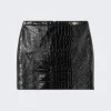 Versace Crocodile-Effect Leather Mini Skirt Black