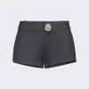 AREA Crystal Button Hot Shorts Charcoal