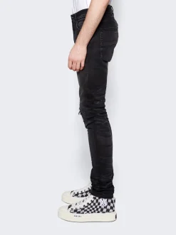 Amiri Crystal Logo Distressed Jeans Faded Black