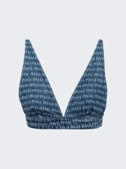Miu Miu Denim Logo Top Blue