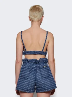 Miu Miu Denim Logo Top Blue