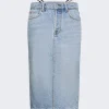 Alexander Wang Diamante Thong Midi Skirt Vintage Faded Indigo