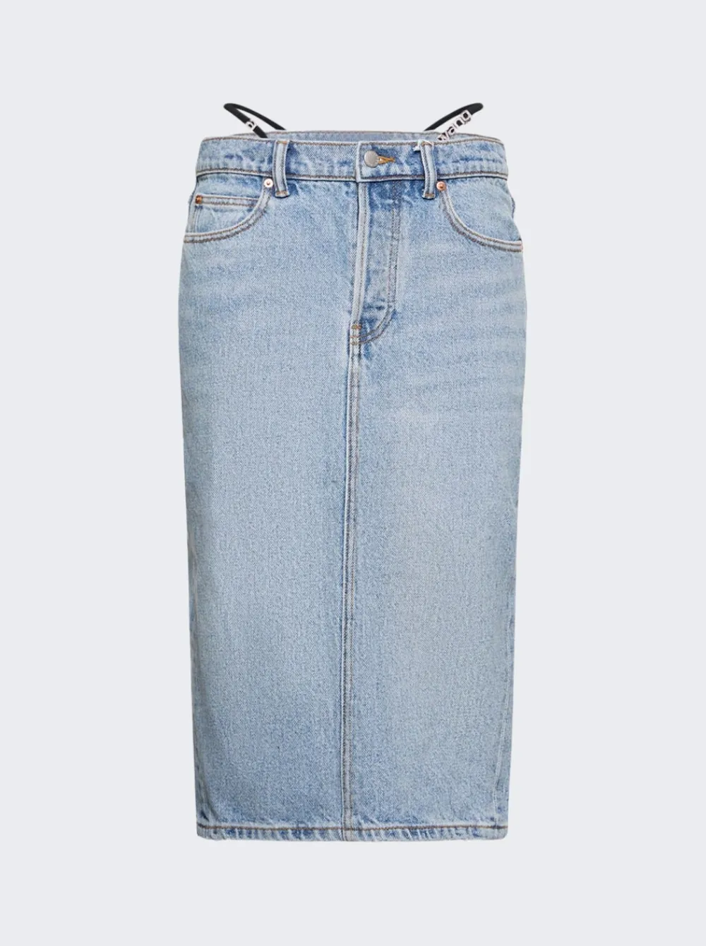 Alexander Wang Diamante Thong Midi Skirt Vintage Faded Indigo