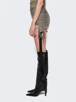Rick Owens DRKSHDW Dirt Denim Cutoff Shorts Mineral Grey