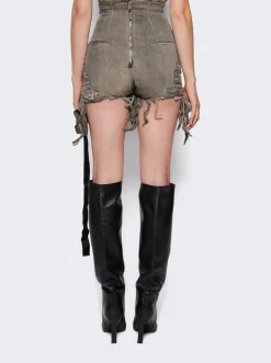 Rick Owens DRKSHDW Dirt Denim Cutoff Shorts Mineral Grey