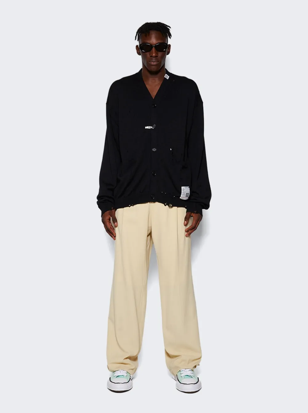 Maison MIHARA YASUHIRO Distressed Wool Cardigan Black