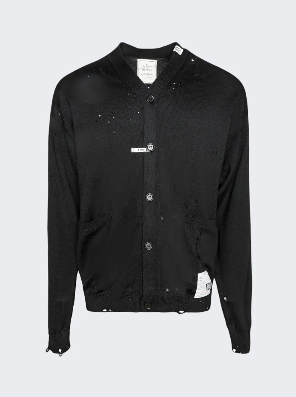 Maison MIHARA YASUHIRO Distressed Wool Cardigan Black