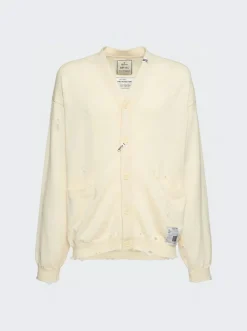 Maison MIHARA YASUHIRO Distressed Wool Cardigan White