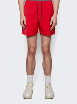 Amiri Double Logo Swim Shorts Red