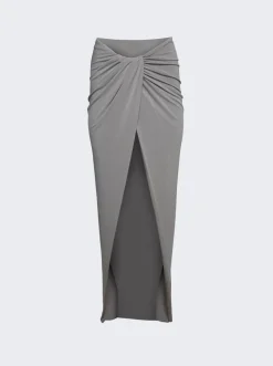 LaQuan Smith Draped Maxi Skirt Stone