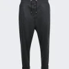 Balmain Drawstring Flannel Pants Dark Grey