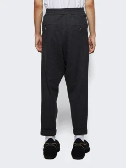 Balmain Drawstring Flannel Pants Dark Grey