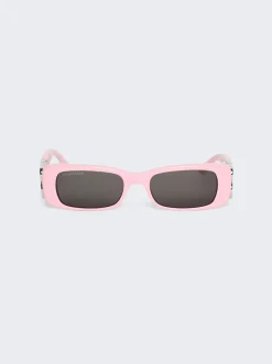 Balenciaga Dynasty Rectangle Sunglasses Pink
