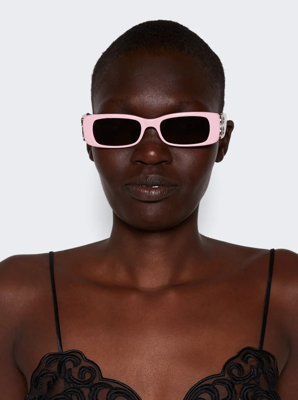 Balenciaga Dynasty Rectangle Sunglasses Pink