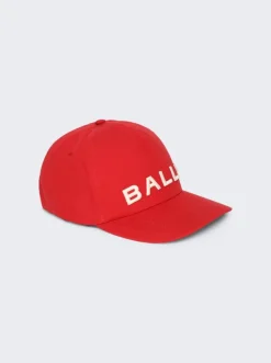 BALLY Embroidered Baseball Hat Deep Ruby