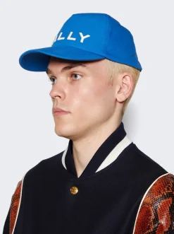 BALLY Embroidered Baseball Hat Blue Kiss