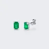 SHAY Emerald Rectangle Hidden Halo Stud Earrings 18K White Gold