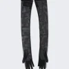 Saint Laurent Extra Long Gloves In Fishnet Black