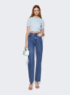 Alexander Wang Ez Straight Leg Clear Bead Jeans Deep Blue