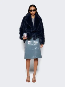 Sacai Faux Fur Jacket Navy