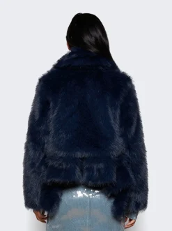Sacai Faux Fur Jacket Navy