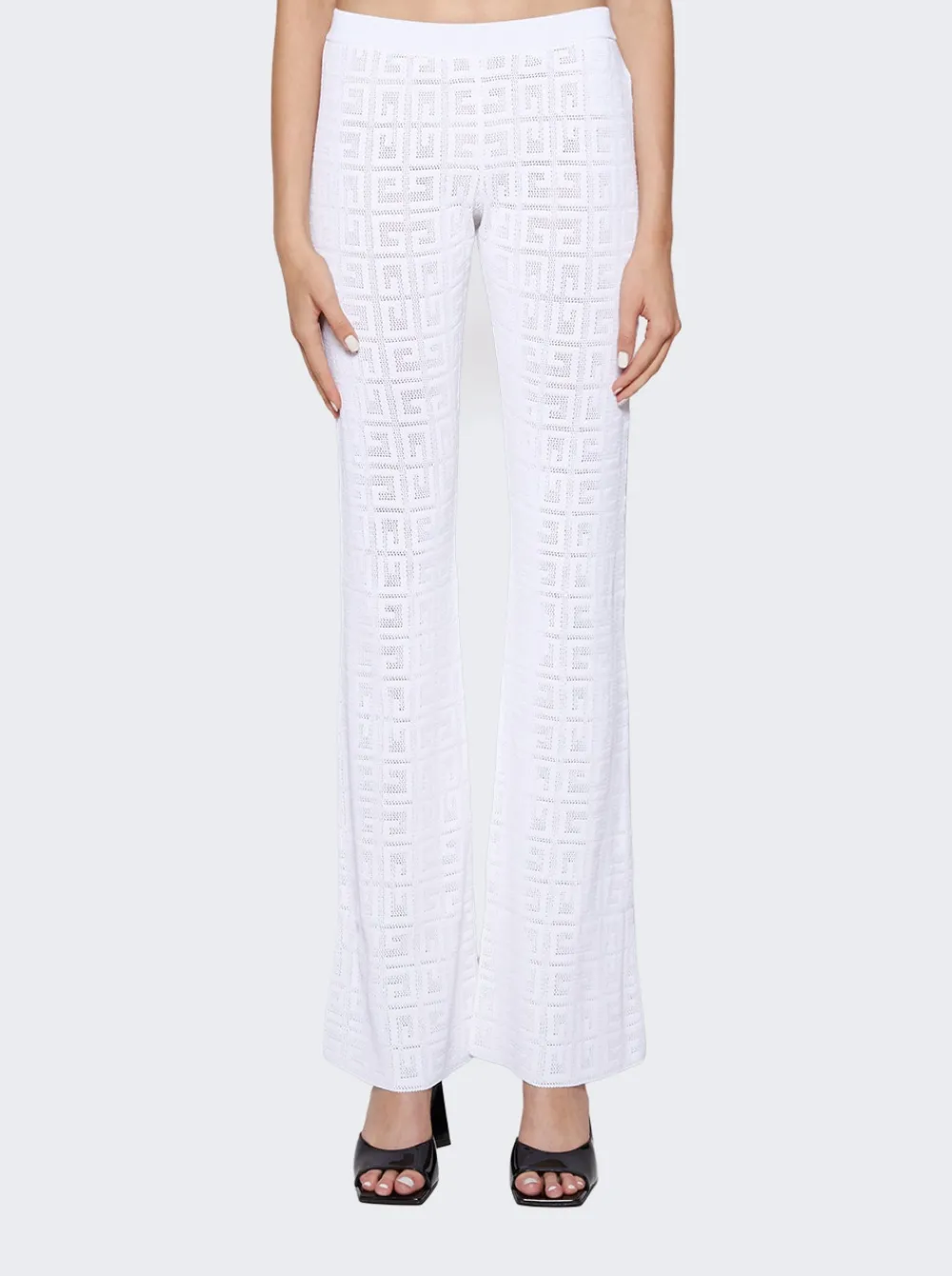 Givenchy Flare Pants In 4G Jacquard White