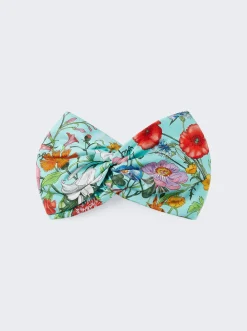 Gucci Flora Print Silk Headband Blue