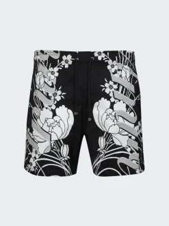 Amiri Floral Swim Shorts Black