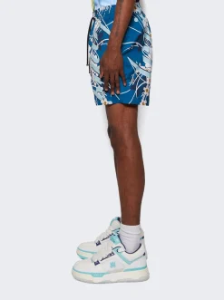 Amiri Floral Swim Shorts Blue