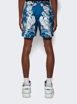 Amiri Floral Swim Shorts Blue