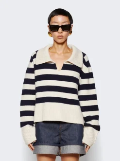 Khaite Franklin Sweater Magnolia And Navy Stripe