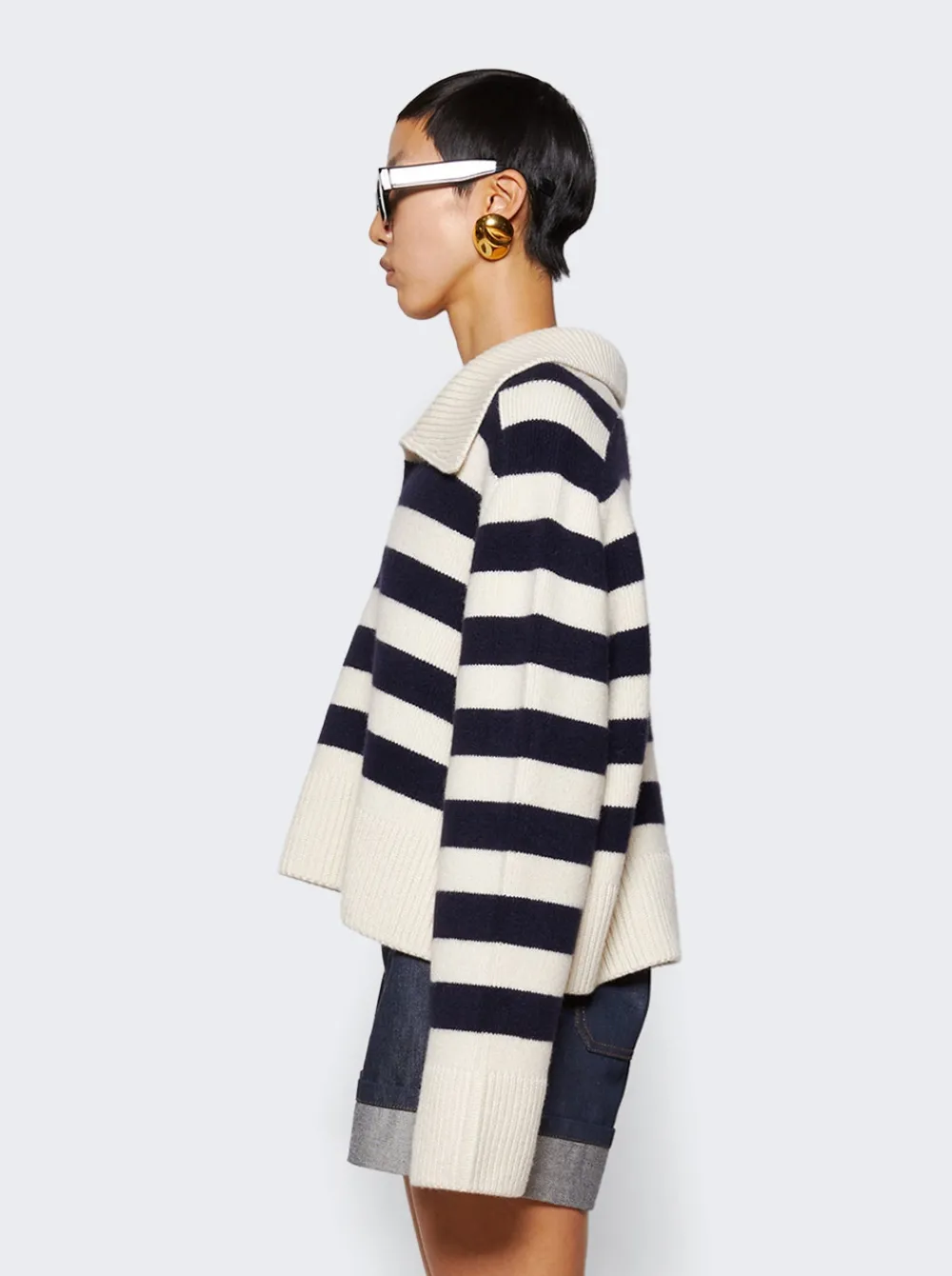 Khaite Franklin Sweater Magnolia And Navy Stripe
