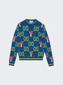 Gucci Gg Cotton Wool Sweater Blue