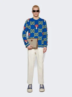 Gucci Gg Cotton Wool Sweater Blue