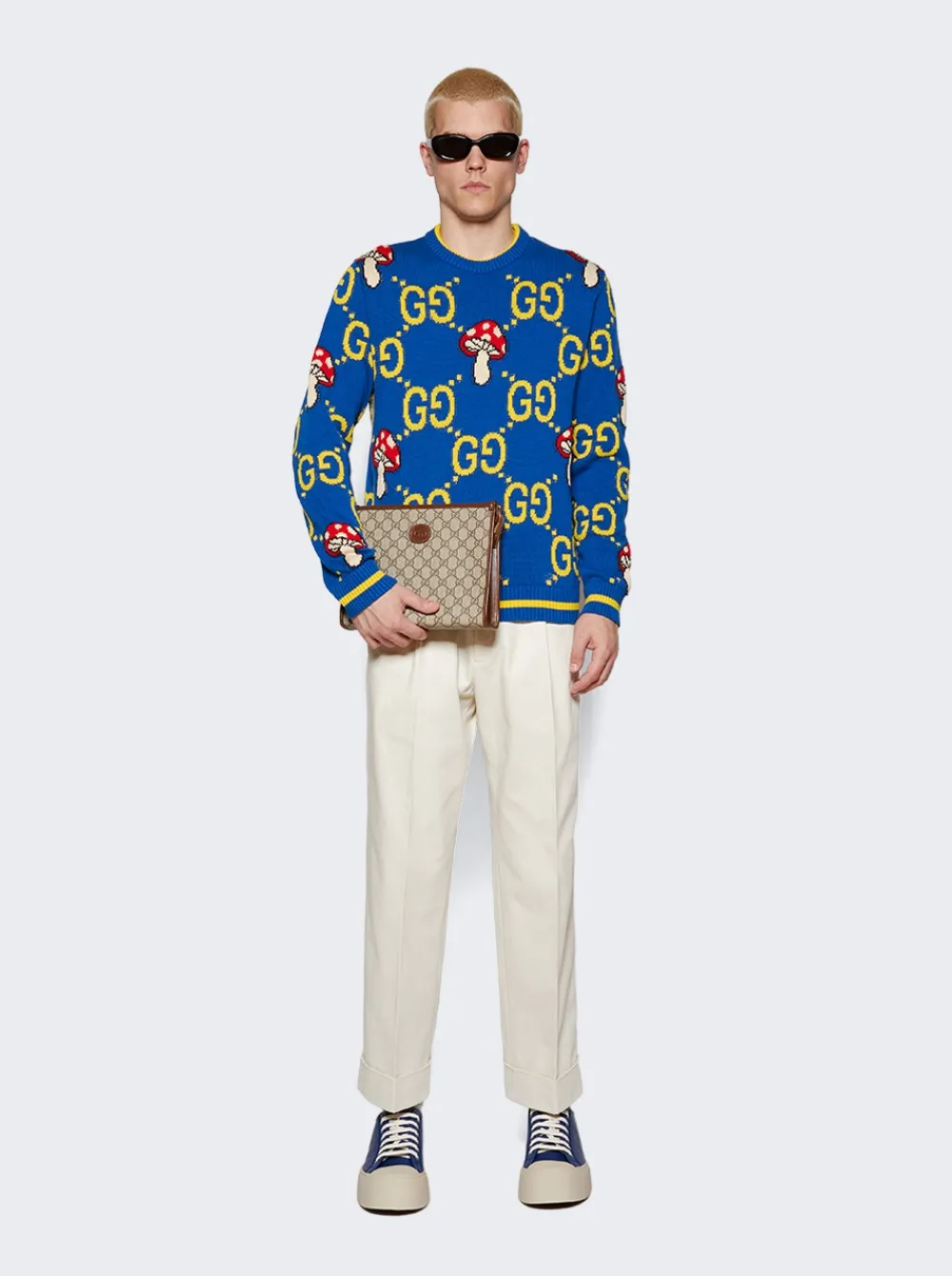 Gucci Gg Cotton Wool Sweater Blue