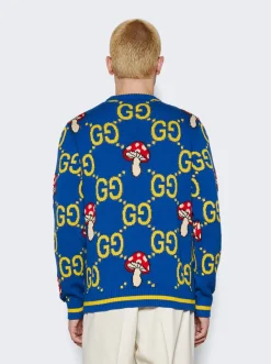 Gucci Gg Cotton Wool Sweater Blue