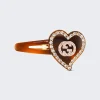 Gucci Gg Crystal Rim Hair Clip Brown