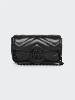 Gucci Gg Marmont Leather Super Mini Bag Black