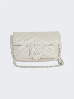 Gucci Gg Marmont Leather Super Mini Bag Mystic White